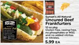Sunset Foods Sunset's All Natural Uncured Beef Frankfurters offer