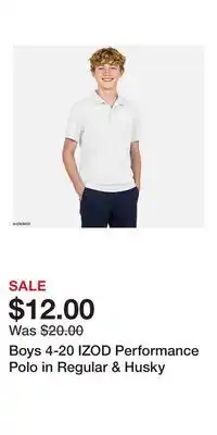 Kohl's Boys 4-20 IZOD Performance Polo in Regular & Husky offer