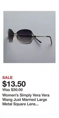 Kohl's Women's Simply Vera Vera Wang Just Married Large Metal Square Lens Sunglasses offer