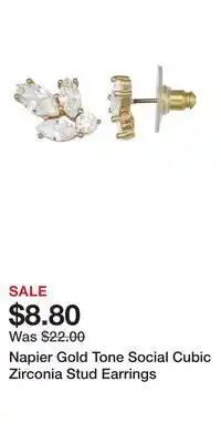 Kohl's Napier Gold Tone Social Cubic Zirconia Stud Earrings offer
