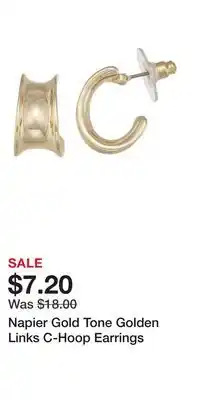 Kohl's Napier Gold Tone Golden Links C-Hoop Earrings offer