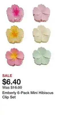 Kohl's Emberly 6-Pack Mini Hibiscus Clip Set offer