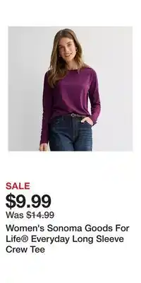 Kohl's Women's Sonoma Goods For Life Everyday Long Sleeve Crew Tee offer