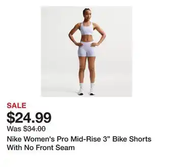 Dick's Sporting Goods Nike Women's Pro Mid-Rise 3 Bike Shorts With No Front Seam offer