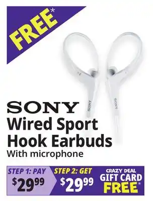 Ocean State Job Lot SONY Wired Sport Hook Earbuds offer