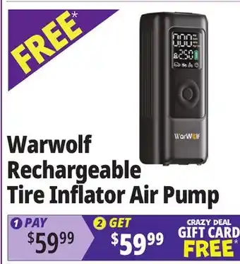 Ocean State Job Lot Warwolf Rechargeable Tire Inflator Air Pump offer