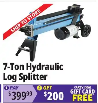 Ocean State Job Lot 7-Ton Hydraulic Log Splitter Blue offer