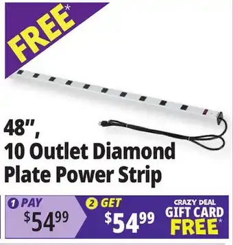 Ocean State Job Lot 48, 10 Outlet Diamond Plate Power Strip offer