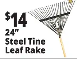 Ocean State Job Lot 24 Steel Tine Leaf Rake with Foam Grip Handle offer