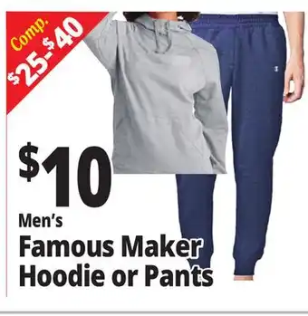 Ocean State Job Lot Men's Famous Maker Hoodie or Pants offer