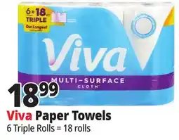 Ocean State Job Lot Viva Multi Surface Triple Roll Paper Towel 6=18 offer