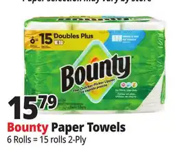 Ocean State Job Lot Bounty Double Plus Paper Towel 2-ply 6=15 offer