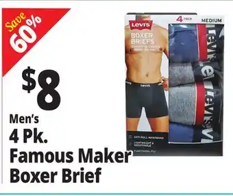Ocean State Job Lot Men's 4 Pk. Famous Maker Boxer Brief offer