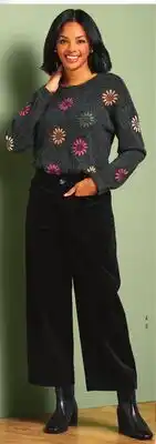 Boscov's PRESWICK & MOORE Floral Embroidered Sweater Charcoal heather offer