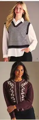Boscov's ADRIANNA PAPELL Striped Vest Twofer Chocolate/cream offer