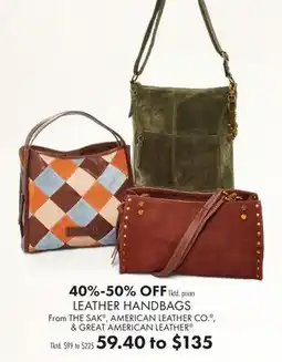 Boscov's LEATHER HANDBAGS THE SAK , AMERICAN LEATHER CO. & GREAT AMERICAN LEATHER offer