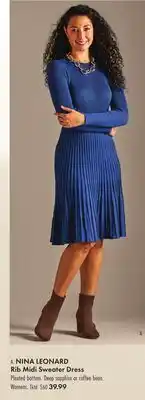 Boscov's NINA LEONARD Rib Midi Sweater Dress offer