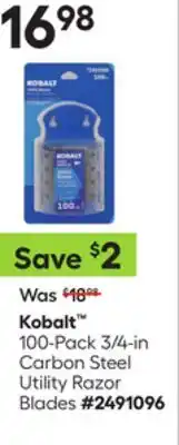 Lowe's 100-Pack 3/4-in Carbon Steel Utility Razor Blades offer
