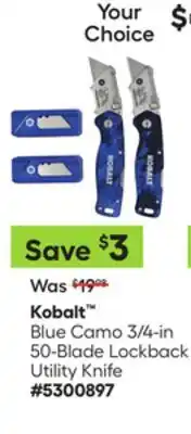 Lowe's Blue Camo 3/4-in 50-Blade Lockback Utility Knife offer