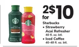 ACME Starbucks Strawberry Acai Refresher 40 fl. oz. btl. Iced Coffee 40-48 fl. oz. btl offer