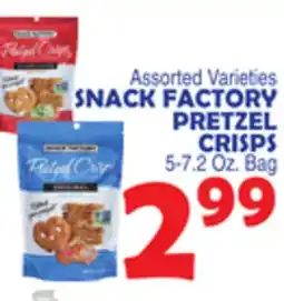 Bravo Supermarkets SNACK FACTORY PRETZEL CRISPS offer