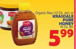 Bravo Supermarkets KRASDALE PURE HONEY 16 Oz. Btl offer