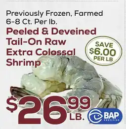 DeCicco & Sons Peeled & Deveined Tail-On Raw Extra Colossal Shrimp offer