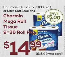 DeCicco & Sons Charmin Mega Roll Tissue 9=36 Roll Pkg offer