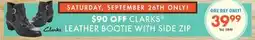 Boscov's CLARKS LEATHER BOOTIE WITH SIDE ZIP offer