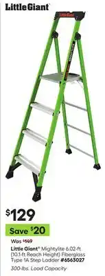 Lowe's Mightylite 6.02-ft (10.1-ft Reach Height) Fiberglass Type 1A Step Ladder offer