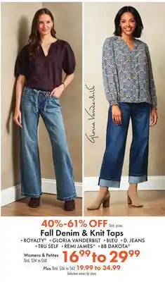Boscov's Fall Denim & Knit Tops offer