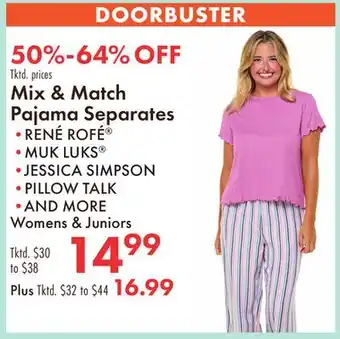 Boscov's Mix & Match Pajama Separates offer