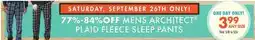Boscov's MENS ARCHITECT PLAID FLEECE SLEEP PANTS offer