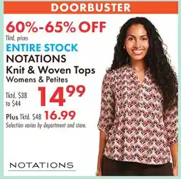 Boscov's NOTATIONS Knit & Woven Tops offer