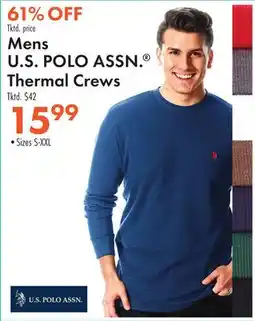Boscov's Mens U.S. POLO ASSN. Thermal Crews offer