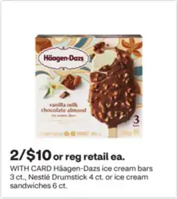 CVS Häagen-Dazs ice cream bars 3 ct., Nestlé Drumstick 4 ct. or ice cream sandwiches 6 ct offer