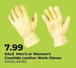 Runnings Men's or Women's Cowhide Leather Work Gloves offer