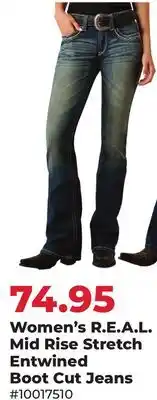 Runnings Women's R.E.A.L. Mid Rise Stretch Entwined Boot Cut Jeans offer
