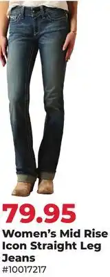 Runnings Women's Mid Rise Icon Straight Leg Jeans offer