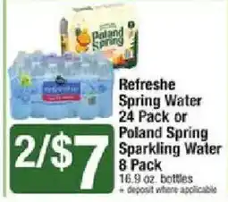 Shaw's Refreshes spring water or poland spring sparkling water offer