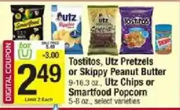 Shaw's Tostitos, Utz Pretzels or Skippy Peanut Butter or Utz Chips or Smartfood Popcorn offer