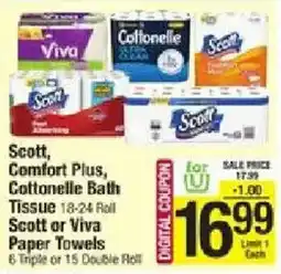 Shaw's Scott, Comfort Plus, Cottonelle Bath Tissue or Viva Paper Towels offer