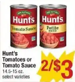 Star Market Hunt's Tomatoes or Tomato Sauce offer