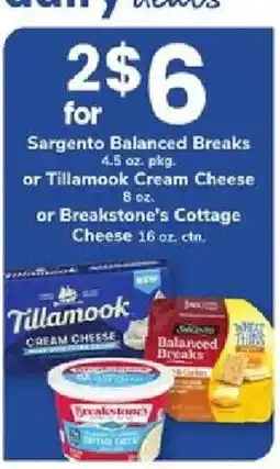ACME Sargento Balanced Breaks or Tillamook Cream Cheese or Breakstone's Cottage Cheese offer
