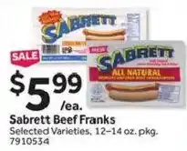 Stop&Shop Sabrett Beef Franks offer