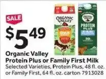 Stop&Shop Organic Valley Protein Plus or Family First Milk offer