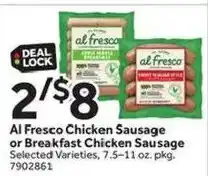 Stop&Shop Al Fresco Chicken Sausage or Breakfast Chicken Sausage offer