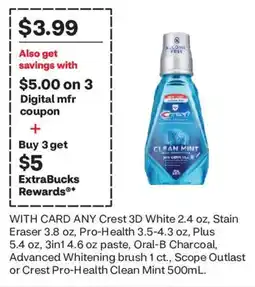 CVS Crest 3D White Clean Mint offer