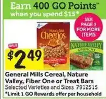 Stop&Shop General Mills Cereal, Nature Valley, Fiber One or Treat Bars offer
