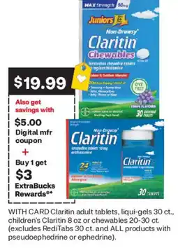 CVS Claritin adult tablets, liqui-gels or chewables offer